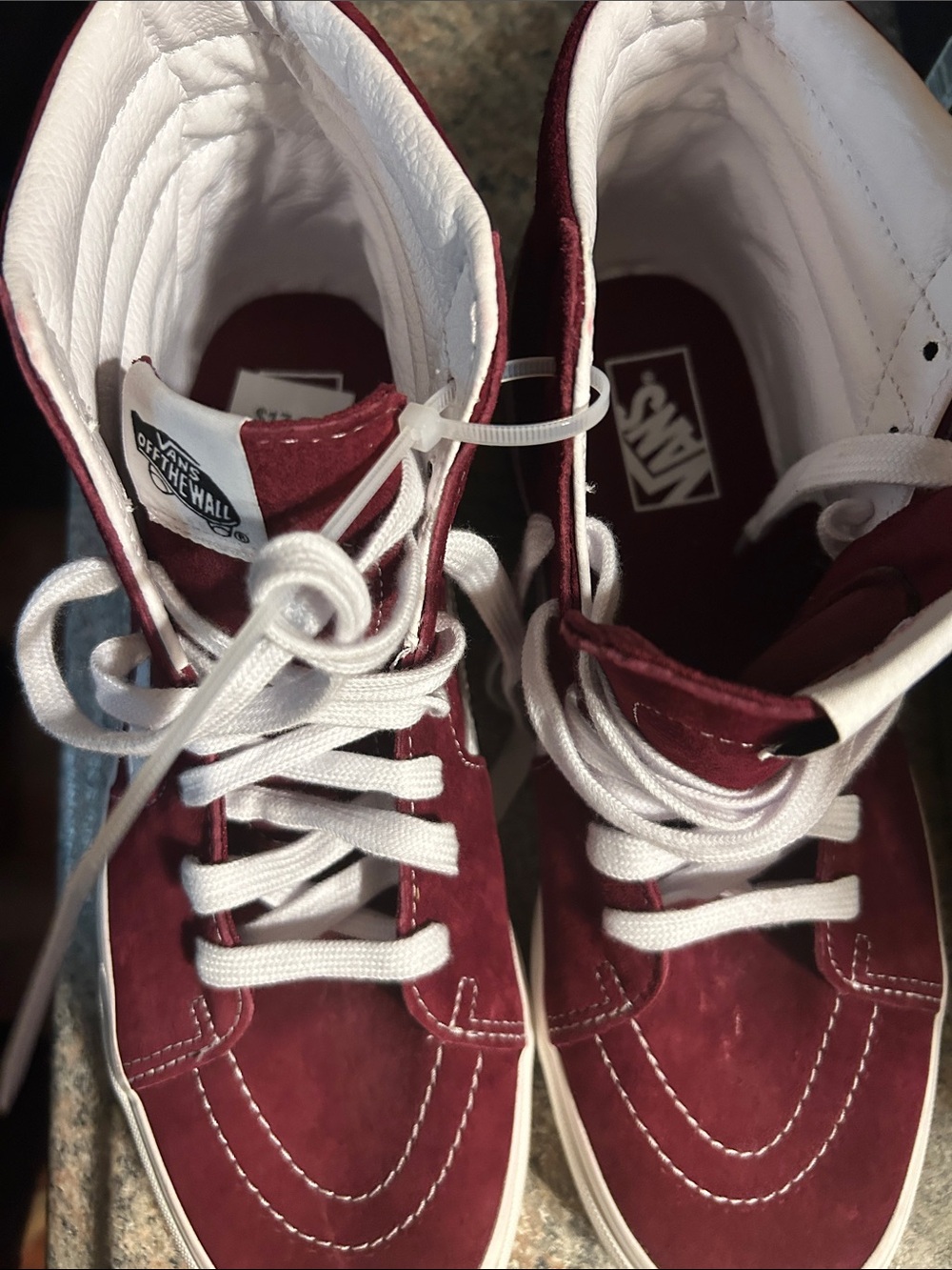 Vans High-Top Sneakers in Burgundy with White Accents